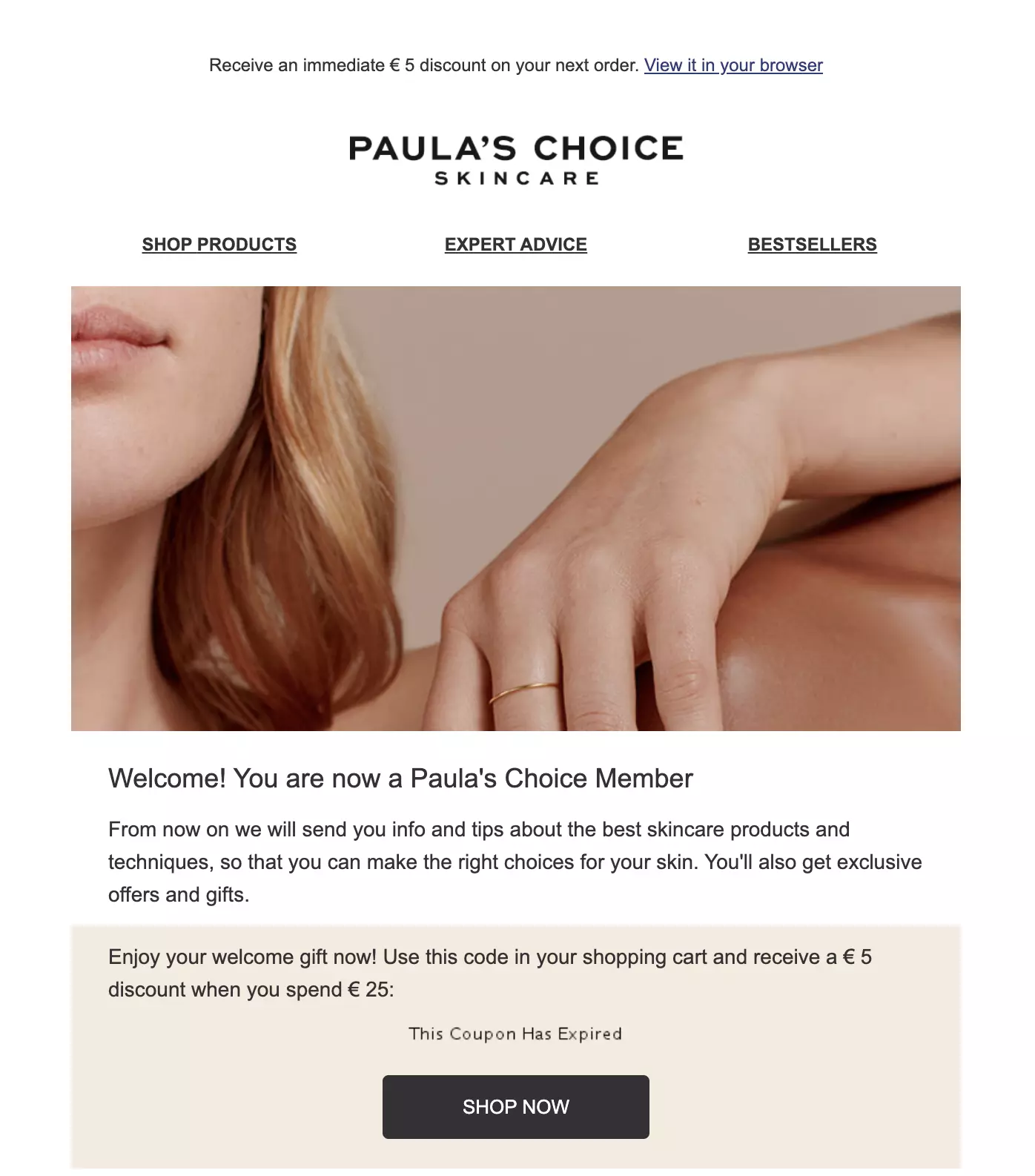 Šablóna uvítacieho emailu Paula's Choice