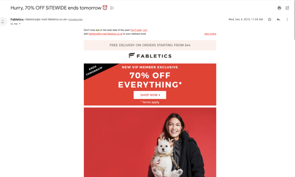 Fabletics email poslednej šance