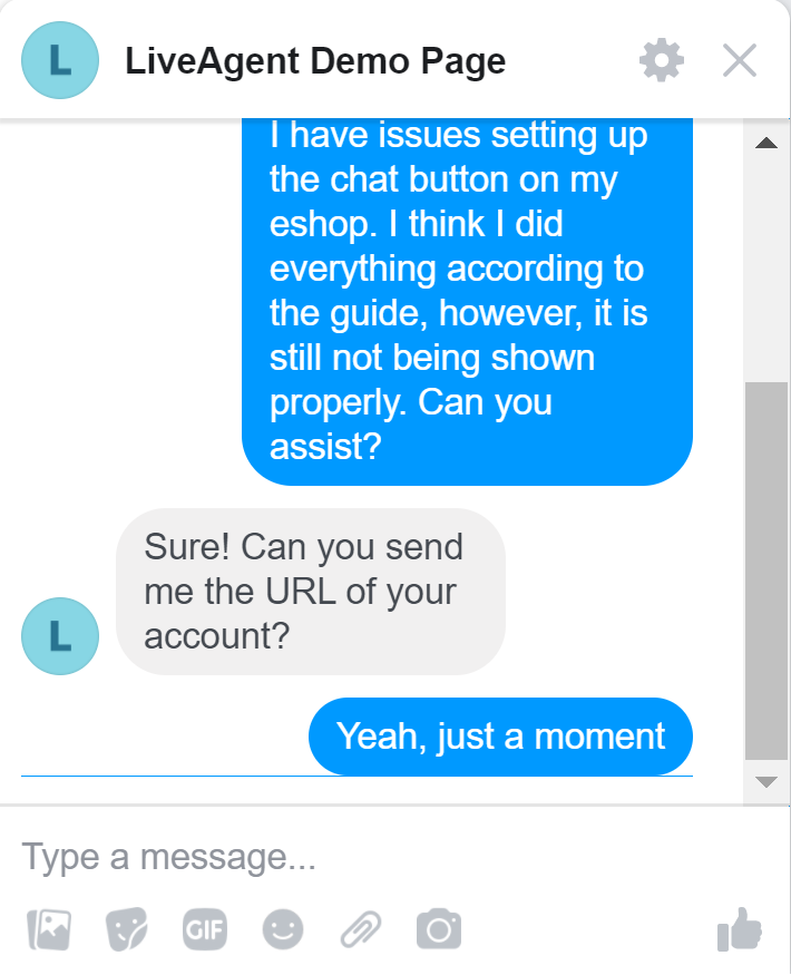 Stránka demo LiveAgent pre desktop - odpoveď