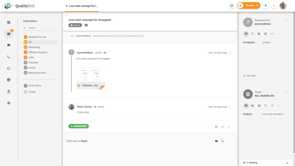 Reagujte na otázky na sociálnych sieťach priamo z LiveAgent