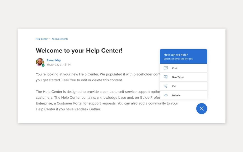 Príklad riešenia vedomostnej bázy pomocou Zendesku