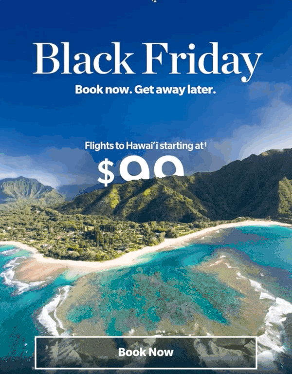 Hawaiian Airlines Black Friday email template